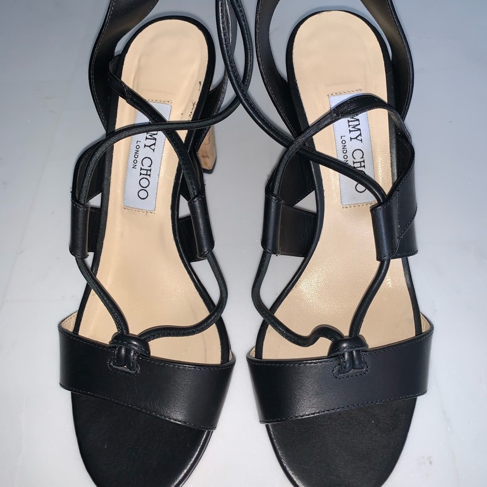 Jimmy Choo Black Heel Sandals.